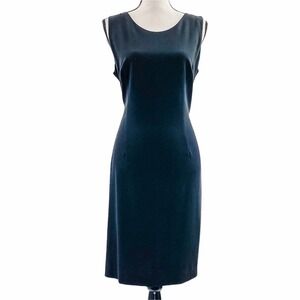 SANDRA Darren Black Sleeveless Round Neck Knee Length Sheath Dress